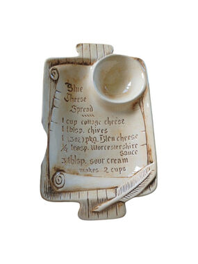 Vintage California Pottery blue cheese recipe and serving dish